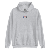 Embroidered Polyamory Hoodie: Pride Flag Horizontal Heart Design